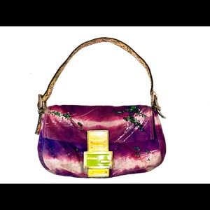 Rare Fendi Hand Painted Python Baguette